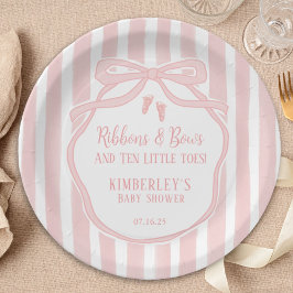 Ribbons Bows Ten Little Toes Bow Girl Baby Shower Pappteller