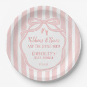 Ribbons Bows Ten Little Toes Bow Girl Baby Shower Pappteller (Vorderseite)