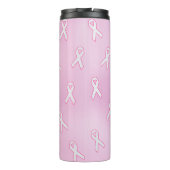 Ribbons mit hellrosa Hintergrund Thermosbecher (Rückseite)