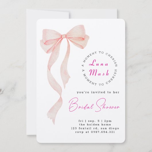 Ribbons & Romance Bridal Shower Einladung (Vorderseite)