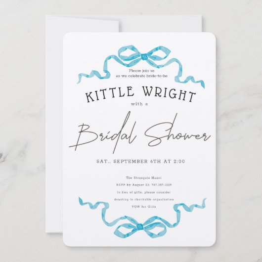 Ribbons & Romantisches Brautparty Einladung (Vorderseite)