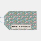 Ribbons und Blume Green Custom Frohe Weihnachten Geschenkanhänger (Rückseite Horizontal)