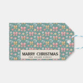 Ribbons und Blume Green Custom Frohe Weihnachten Geschenkanhänger (Vorderseite (Horizontal))