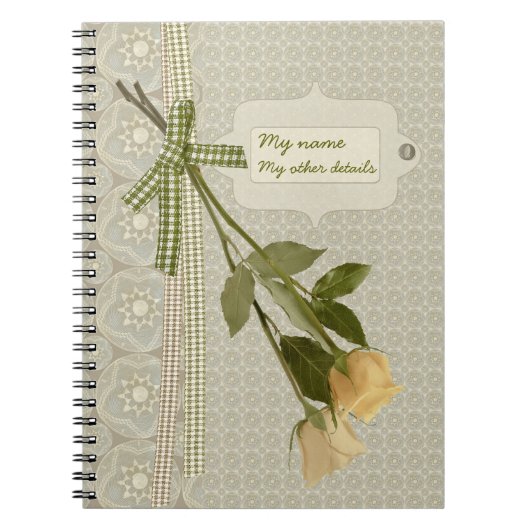 Ribbons und hängende Rose CC0833 Romantischer Retr Notizblock (Vorderseite)