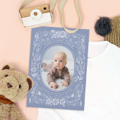 Ribbons und Rose Baby Periwinkle Foto Birth Ankündigung