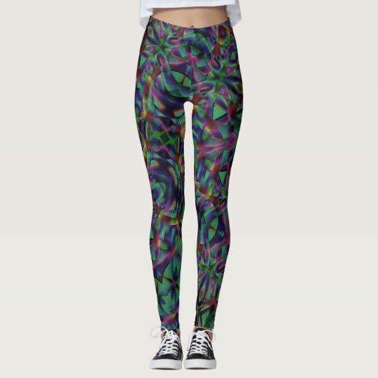 Ribbons verwoben mit dunklen Farben Leggings (Vorderseite)