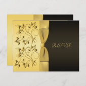 RIBBONschwarze, goldblütige RSVP-Karte RSVP Karte (Vorne/Hinten)