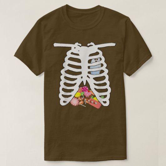 RibCage Halloween Skeleton Kostüm Candy XRay Gif T-Shirt (Design vorne)