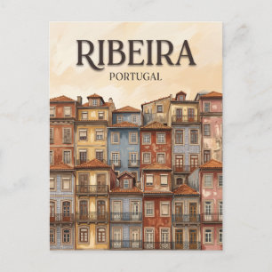 Ribeira-Fassaden Porto Portugal Postkarte
