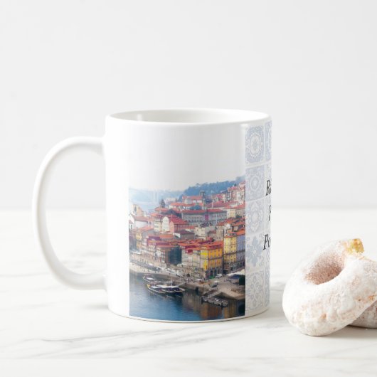 Ribeira und Douro River. Porto, Portugal Kaffeetasse (Mit Donut)