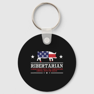 Ribertarian Rippen Schwein Patriot Grillen Smoker  Schlüsselanhänger