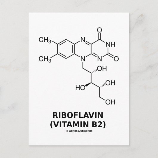 Riboflavin (Vitamin B2) Chemisches Molekül Postkarte (Vorderseite)