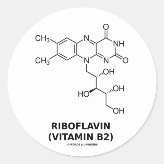 Riboflavin (Vitamin B2) Chemisches Molekül Runder Aufkleber (Vorderseite)