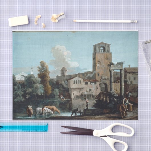 Ricci Capriccio Pferde Landschaftsmalerei Seidenpapier (Handwerk)