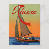 Riccione, Rimini, Italien, Segelboot, Vintag Postkarte (Vorderseite)