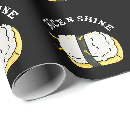Rice and Shine Funny Sushi Pun Dark BG Geschenkpapier (Rolleneckpunkt)