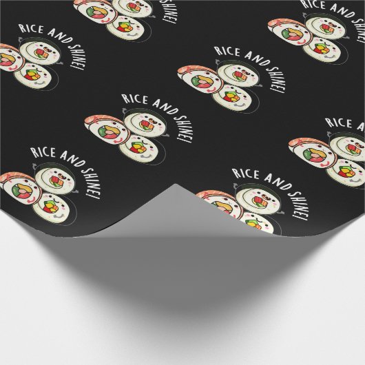 Rice and Shine Funny Sushi Roll Pun Dark BG Geschenkpapier (Ecke)