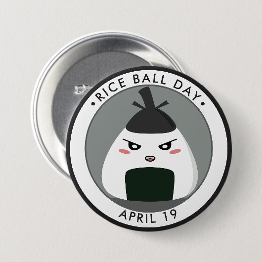 Rice Ball Day, kawaii Onigiri Button (Vorne & Hinten)