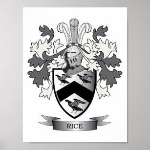 Rice Family Crest Coat of Arms Poster