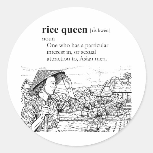 RICE QUEEN RUNDER AUFKLEBER (Vorderseite)