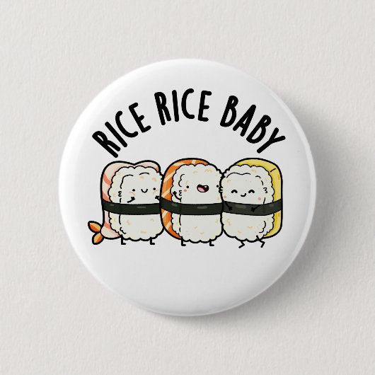 Rice Rice Baby Funny Sushi Food Puff Button (Vorderseite)