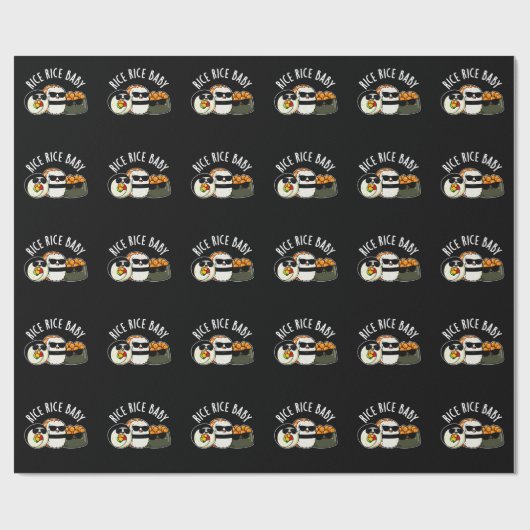 Rice Rice Baby Funny Sushi Roll Pun Dark BG Geschenkpapier (Flach)
