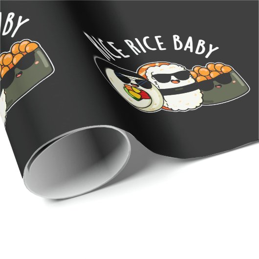 Rice Rice Baby Funny Sushi Roll Pun Dark BG Geschenkpapier (Rolleneckpunkt)
