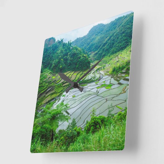 Rice terrace landscape, Philippines Quadratische Wanduhr (Winkel)