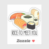 "Rice to Meet You" Funny Japanese Sushi Sashimi Aufkleber (Blatt)