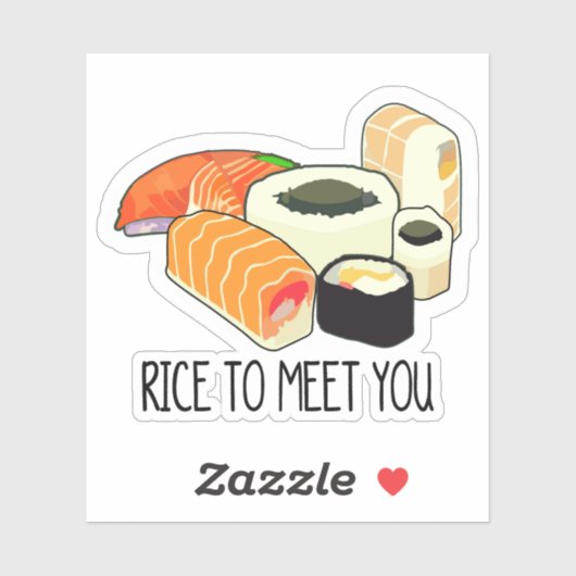 "Rice to Meet You" Funny Japanese Sushi Sashimi Aufkleber (Blatt)