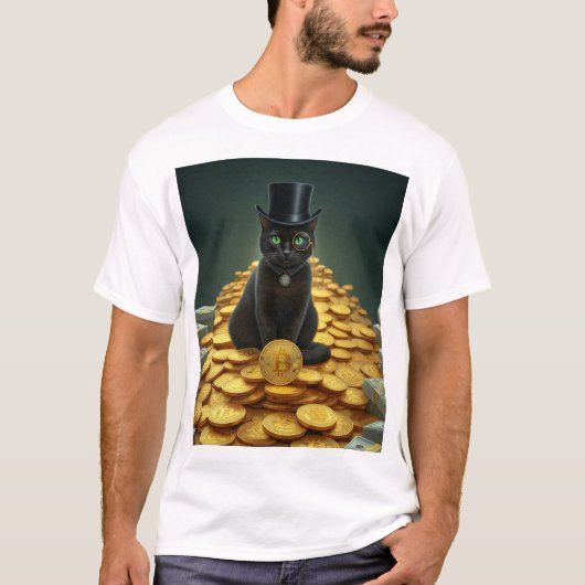 Rich Bitcoin Cat T-Shirt (Vorderseite)