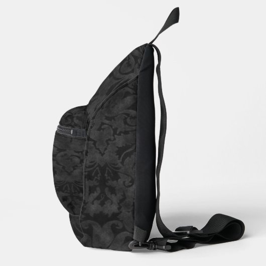 Rich Black Brocade Pattern Crossbody Bag (Rechts)