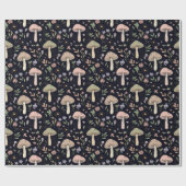 Rich Black Dark Academia Fungi Seamless Pattern Geschenkpapier (Flach)