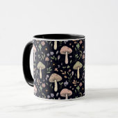 Rich Black Dark Academia Fungi Seamless Pattern Tasse (Vorderseite Links)