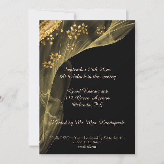 Rich Black & Gold Dinner Probe Einladung (Rückseite)