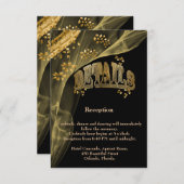 Rich Black Gold Glitzer & Gold Veil Wedding Begleitkarte (Vorne/Hinten)