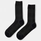 Rich Black Tones Scottish Tartan Kariertes Muster Socken (Linkes Detail)