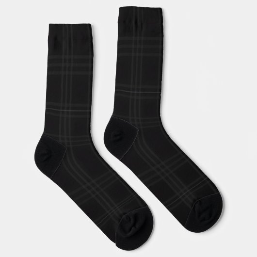 Rich Black Tones Scottish Tartan Kariertes Muster Socken (Rechts)
