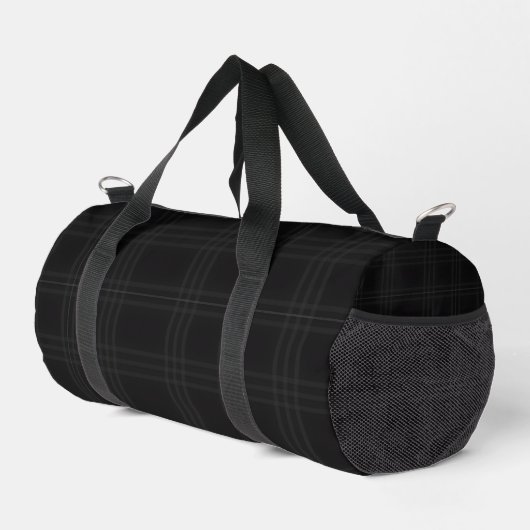 Rich Black Tones Scottish Tartan Plaid Pattern Duffle Bag (Rechte Ecke)