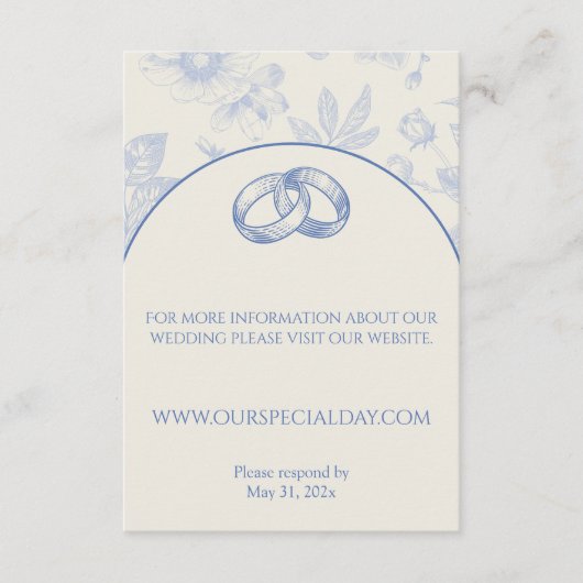 Rich Blue Französisch Blumentoilette Begleitkarte (Vorderseite)