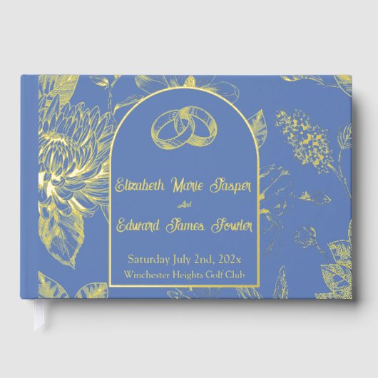 Rich Blue Französisch Blumentoilette Gästebuch (Vorderseite)