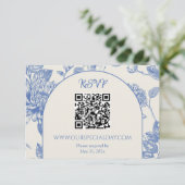 Rich Blue Französisch Blumentoilette RSVP Karte (Stehend Vorderseite)