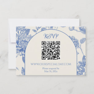 Rich Blue Französisch Blumentoilette RSVP Karte