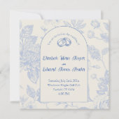 Rich Blue French Blumentoile Einladung (Vorderseite)