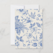 Rich Blue French Floral Toile QR-Code RSVP Karte (Rückseite)