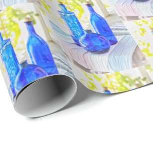 Rich Blue Glass Flaschen Muster Wrapping Papier Geschenkpapier