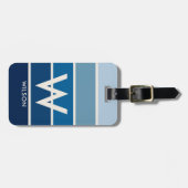 Rich Blue Gradient Strip Monogram Personal Gepäckanhänger (Vorderseite horizontal)