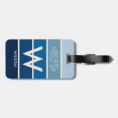 Rich Blue Gradient Strip Monogram Personal Gepäckanhänger (Rückseite horizontal)