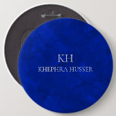 Rich Blue Watercolor Monogram Button (Vorne & Hinten)