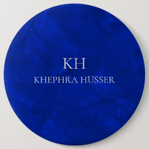 Rich Blue Watercolor Monogram Button